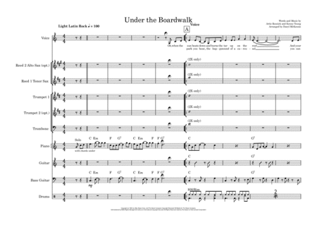 Under The Boardwalk Vocal With Small Band 3 5 Horns Key Of C Sheet Music