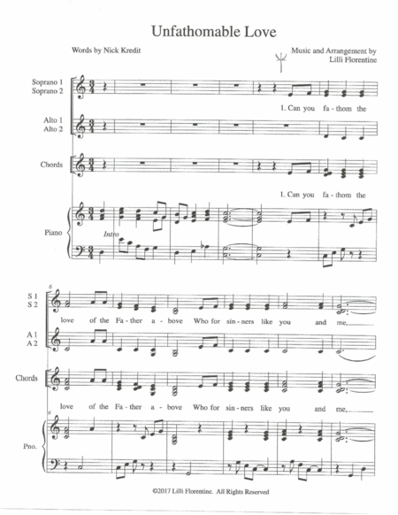 Free Sheet Music Unfathomable Love Key Of C