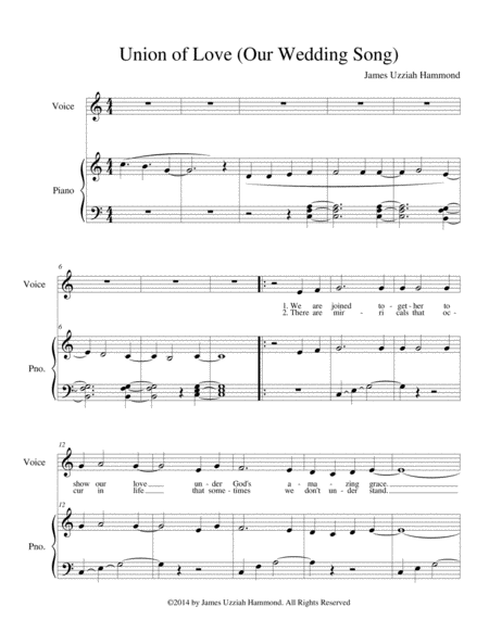 Free Sheet Music Union Of Love