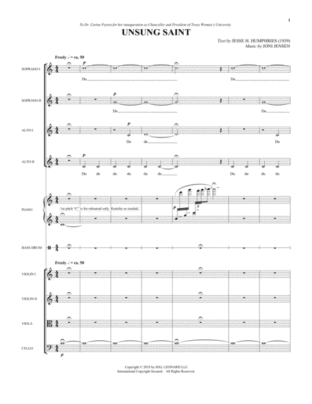 Unsung Saint Score Sheet Music