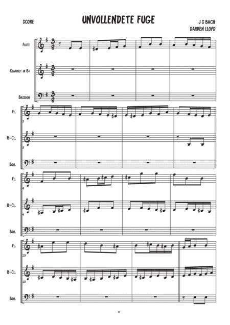 Unvollenedete Fugue 10 Woodwind Trio Sheet Music