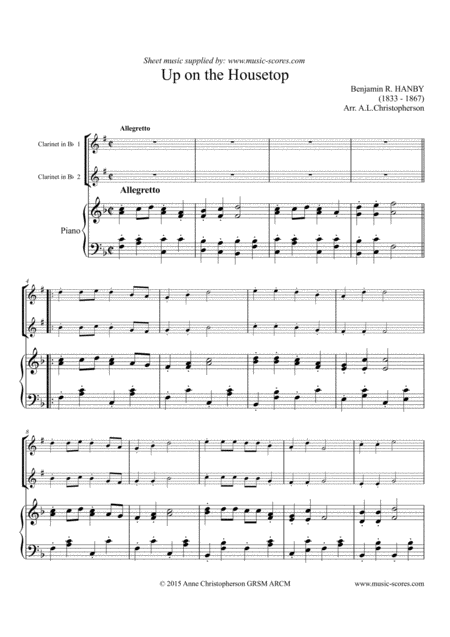 Up On The Housetop 2 Clarinets Piano Sheet Music