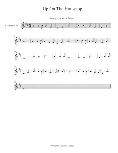 Free Sheet Music Up On The Housetop Clarinet