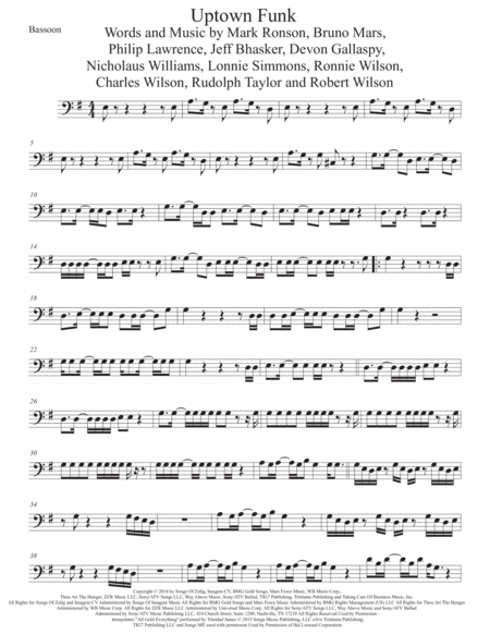 Uptown Funk Bassoon Sheet Music