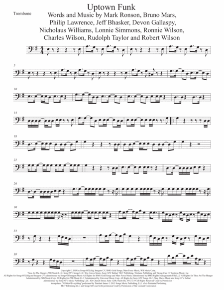 Uptown Funk Trombone Sheet Music