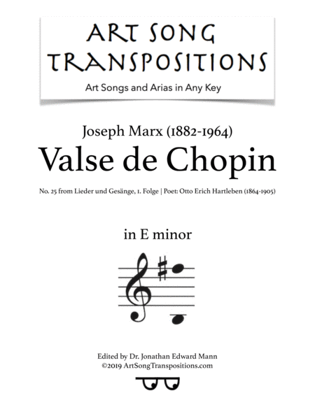 Valse De Chopin Transposed To E Minor Sheet Music