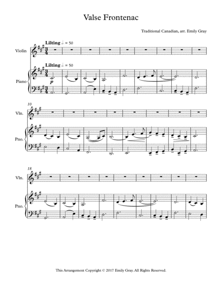 Valse Frontenac Violin And Piano Sheet Music