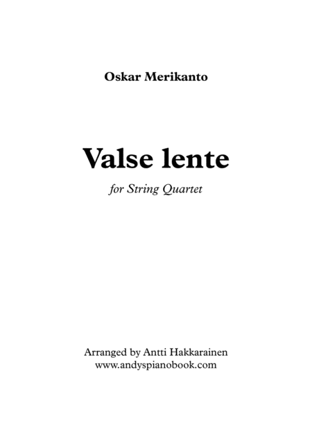 Valse Lente String Quartet Sheet Music