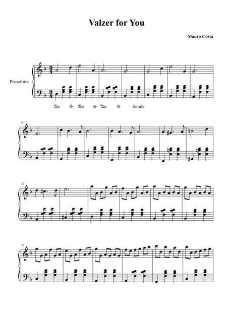 Free Sheet Music Valzer For You