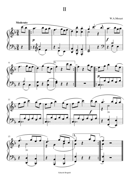 Free Sheet Music Valzer Ii W A Mozart