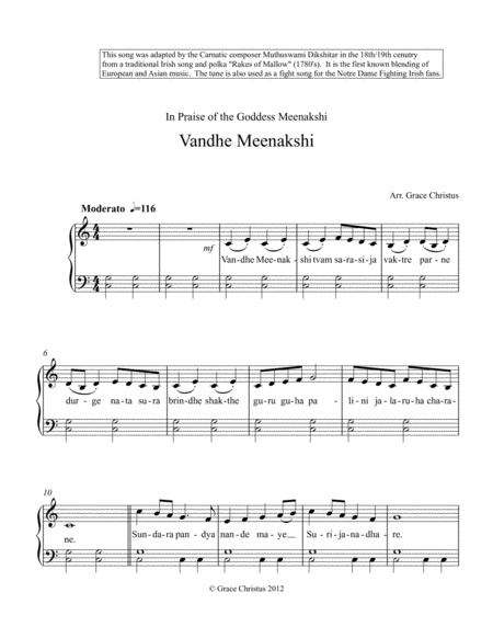 Vandhe Meenakshi Sheet Music