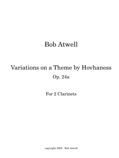 Variations On A Theme By Hovhaness Sheet Music