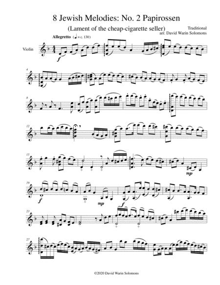 Variations On Papirossen Lament Of The Cheap Cigarette Seller For Violin Solo Sheet Music