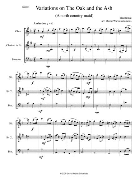 Free Sheet Music Variations On The Oak And The Ash A North Country Maid For Wind Trio Oboe Clarinet Bassoon