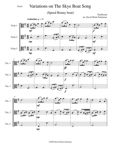 Variations On The Skye Boat Song Speed Bonnie Boat For Viola Trio Sheet Music