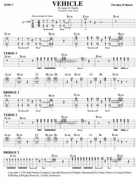 Free Sheet Music Vehicle Guitar Tab Brass Arrangement