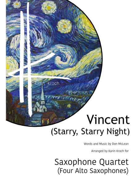 Free Sheet Music Vincent Starry Starry Night For Four Alto Saxophones