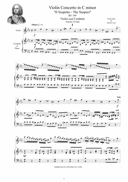 Free Sheet Music Vivaldi Violin Concerto In C Minor Rv 199 The Suspect For Violin And Cembalo Or Piano