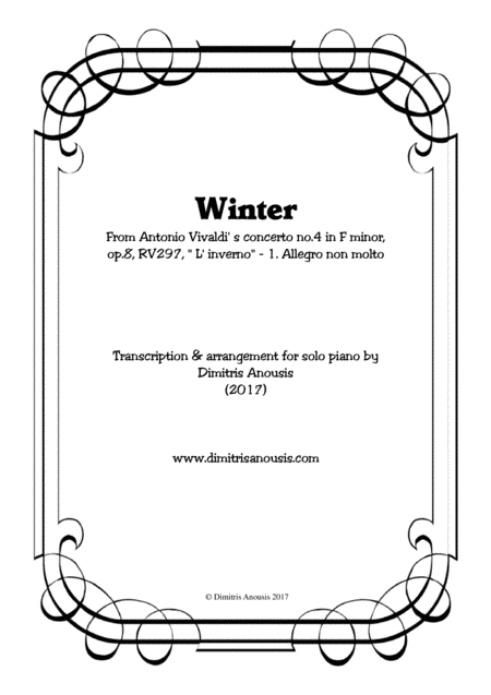 Free Sheet Music Vivaldis Winter For Solo Piano