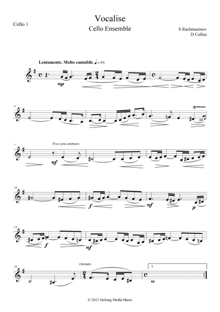 Vocalise Op 34 No 14 Sheet Music