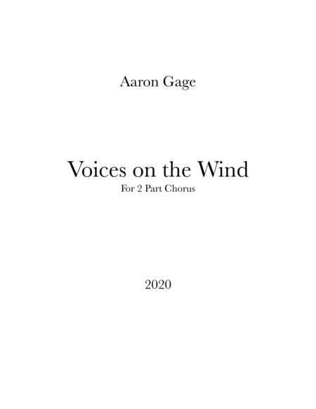 Voices On The Wind 2 Part Chorus Sheet Music