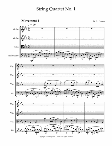 Free Sheet Music W L Larsen String Quartet No 1