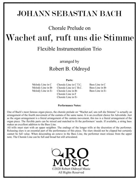 Free Sheet Music Wachet Auf For Flexible Trio