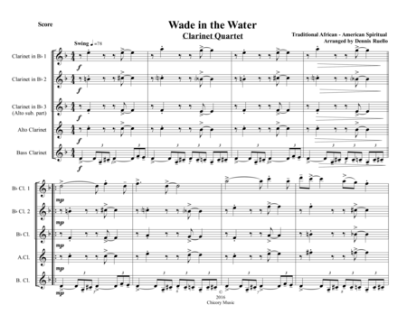 Wade In The Water Clarinet Quartet Ssab Sssb Intermediate Sheet Music