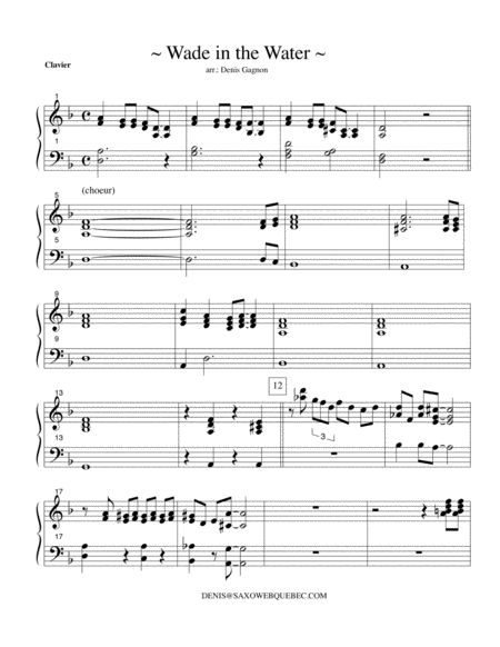 Free Sheet Music Wade The Water Score Et 2 Partitions