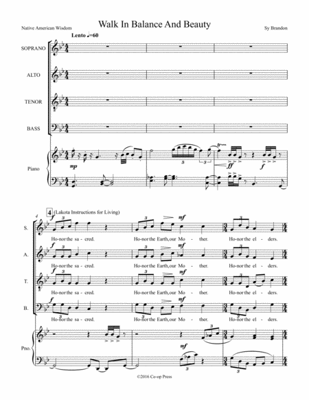 Free Sheet Music Walk In Balance And Beauty For Satb Choir And Piano