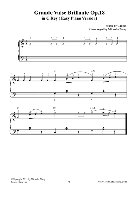 Free Sheet Music Waltz No 1 In C Key Grande Valse Brillante Op 18