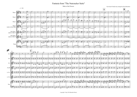 Waltz Of The Flowers Fantasia From Nutcracker For Flute Quartet Sheet Music