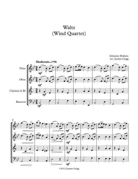 Waltz Wind Quartet Sheet Music