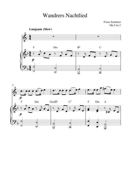 Free Sheet Music Wandrers Nachtlied Op 4 No 3 English Horn Solo And Piano Accompaniment