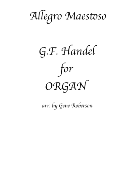 Water Music Allegro Handel For Organ Sheet Music