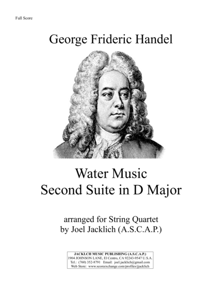 Free Sheet Music Water Music Second Suite In D Major For String Quartet