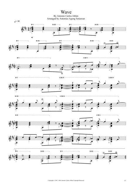 Wave Solo Guitar Score Sheet Music