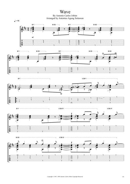 Free Sheet Music Wave Solo Guitar Tablature