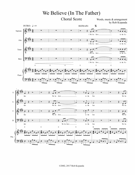 Free Sheet Music We Believe In The Father