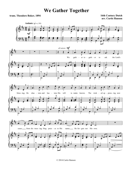 Free Sheet Music We Gather Together Satb