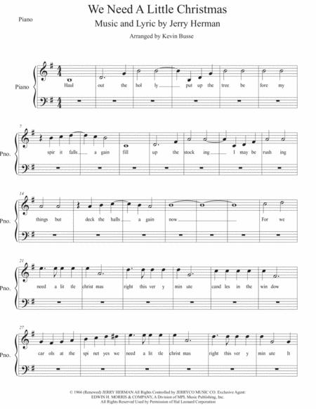 We Need A Little Christmas Original Key Piano Sheet Music