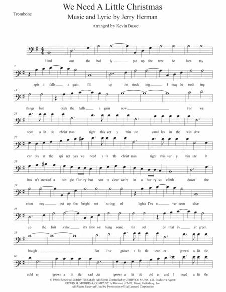 We Need A Little Christmas Original Key Trombone Sheet Music