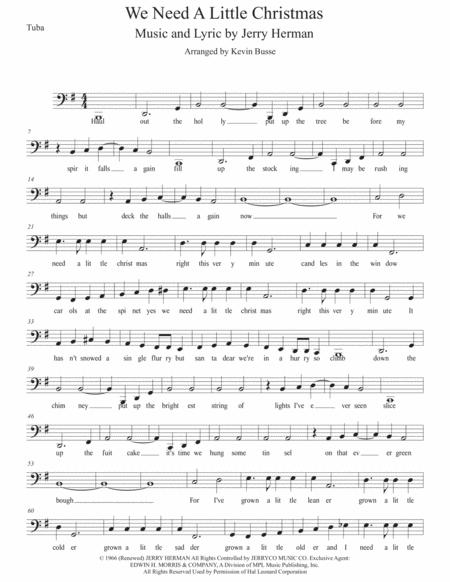 We Need A Little Christmas Original Key Tuba Sheet Music