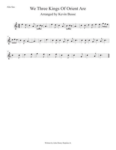 We Three Kings Of Orient Are Easy Key Of C Alto Sax Sheet Music