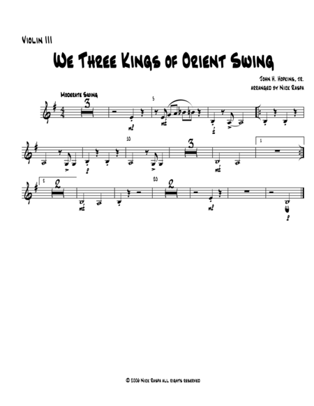 We Three Kings Of Orient Swing Violin Iii Part Optional Sheet Music