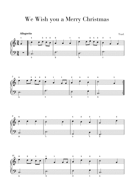 We Wish You A Merry Christmas For Piano Easy Beginner Sheet Music