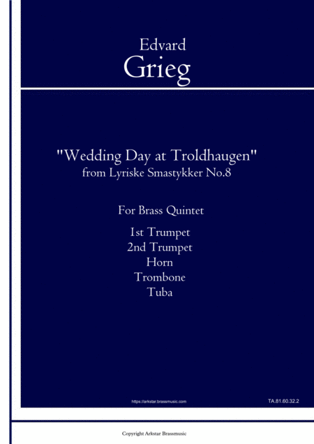 Wedding Day At Troldhaugen From Lyriske Smastykker No 8 For Brass Quintet Sheet Music