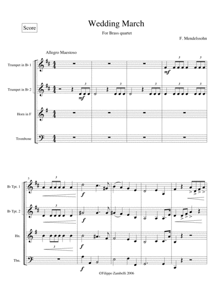 Free Sheet Music Wedding March F Mendelssohn