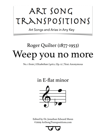 Weep You No More Op 12 No 1 E Flat Minor Sheet Music