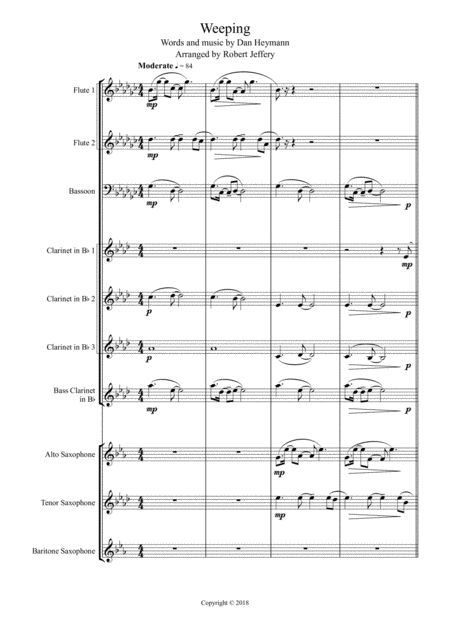 Weeping For Wind Chamber Orchestra Sheet Music